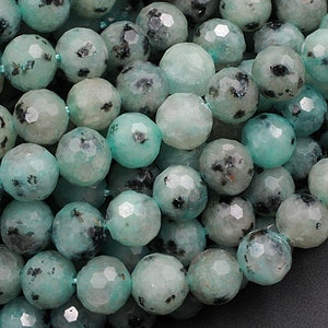 Faceted Natural Kiwi Jasper 6mm 8mm 10mm Round Beads 15.5&quot; Strand
