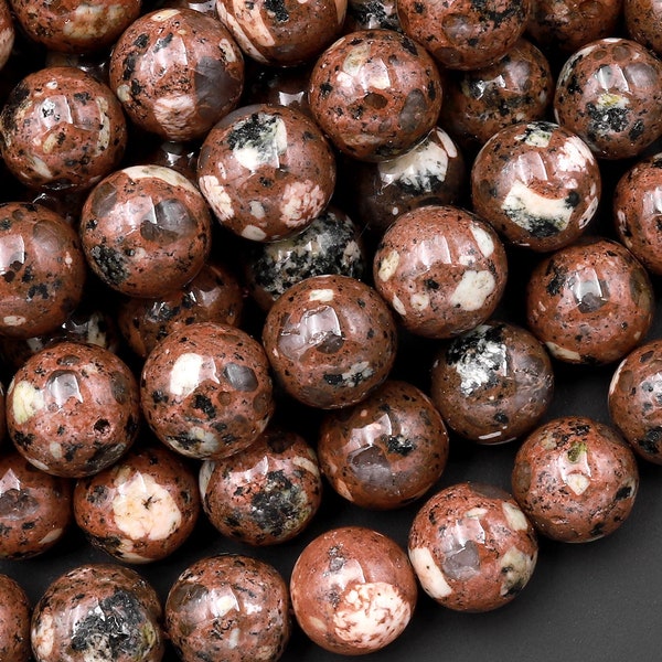 Natural Chocolate Brecciated Jasper 6mm 8mm 10mm Round Beads Earthy Brown Gemstone 15.5" Strand