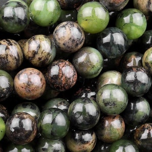 Natural Australian Green Jade 6mm 8mm 10mm Round Beads 15.5&quot; Strand