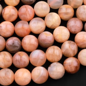 Natural Golden Peach Moonstone 6mm 8mm 10mm Round Beads 15.5 Strand image 1