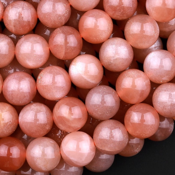 AAA Natural Peach Moonstone 4mm 6mm 8mm 10mm Round Beads 15.5" Strand