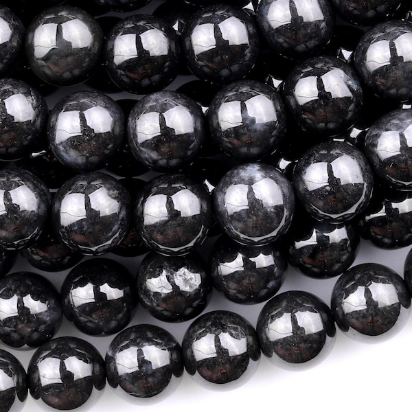 From Burma Stunning Natural Burmese Black Jade Round Beads 4mm 6mm 8mm 10mm 15.5" Strand