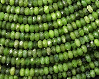 AAA Faceted Canadian Jade 4mm Thin Rondelle Beads Micro Cut Natural Green Jade Gemstone 15.5" Strand