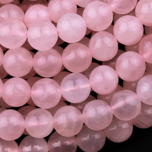 AAA Natural Pink Rose Quartz 4mm 6mm 8mm 10mm Round Beads Smooth Polished Pastel Soft Baby Pink Gemstone 15.5" Strand