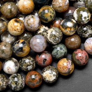 Natural Ocean Jasper Round Beads 6mm 8mm 10mm 12mm 14mm 15.5" Strand