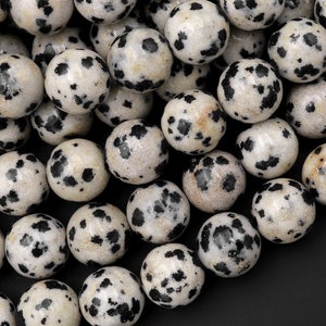Perles de jaspe dalmatien naturel 4 mm 6 mm 8 mm 10 mm Perles rondes 15,5 po.