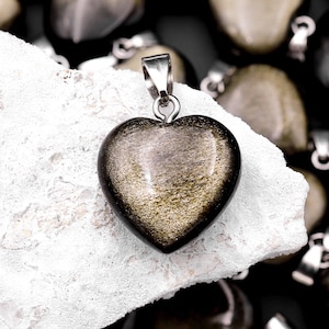 AAA Natural Golden Obsidian Puffy Heart Pendant