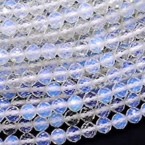 Micro Faceted Opalite Round Beads 2mm 3mm 4mm 15.5" Strand
