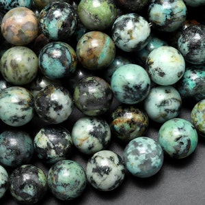 Natural African Turquoise 3mm 4mm 6mm  8mm 10mm 12mm Round Beads High Quality Natural Turquoise Gemstone Lots of Blues Greens 15.5" Strand