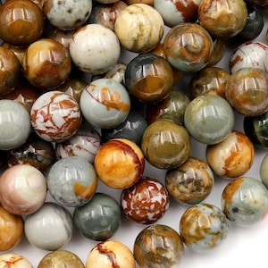 Natural Owyhee Picture Jasper Beads 4mm 6mm 8mm 10mm 12mm Smooth Polished Round Beads 15.5" Strand