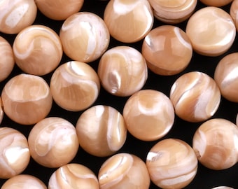 Natural Golden Brown Mother of Pearl Shell Round Beads 3mm 4mm 6mm 8mm 10mm 12mm High Quality Iridescent Pearl Gemstone 15.5" Strand