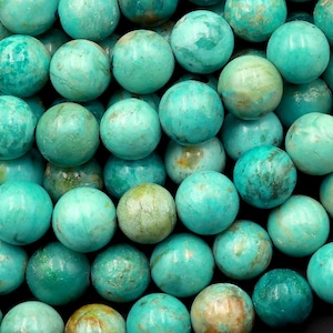 AAA Genuine Natural Peruvian Turquoise 6mm 8mm 10mm Round Beads Stunning Genuine Blue Green Turquoise Gemstone Beads 15.5&quot; Strand