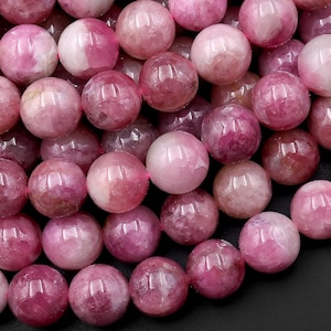 Rare Natural Pink Tourmaline Round Beads 6mm 8mm 10mm Real Genuine Gemstone 15.5" Strand