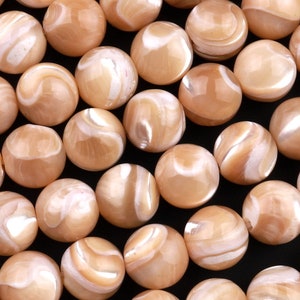 Natural Golden Brown Mother of Pearl Shell Round Beads 3mm 4mm 6mm 8mm 10mm 12mm High Quality Iridescent Pearl Gemstone 15.5&quot; Strand