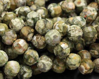 Geometrische Laterne Facettierte Natürliche Regenwald Rhyolith Wald Grün Orange Jaspis 10 mm runde Perle funkelnden natürlichen Edelstein 15,5 "Strang