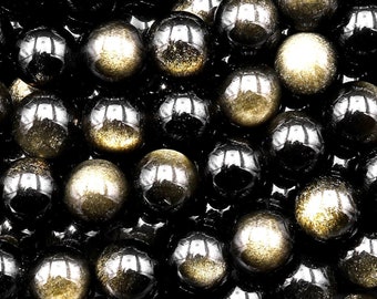 AAA Natural Golden Obsidian Beads 8mm 15.5" Strand