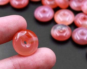 Colgante de ágata de Botswana rosa malva natural AAA con cuentas de donut de 12 mm y 15 mm