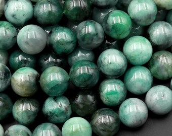 Real Genuine 100% Natural Green Emerald 4mm 6mm 8mm Round Beads Gemstone May Birthstone 15.5" Strand