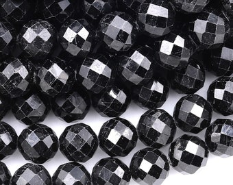 Perles rondes AAA véritables en tourmaline noire naturelle, 4 mm 6 mm 6 mm 8 mm 10 mm, pierres précieuses noires scintillantes de haute qualité, fil 15,5 po.