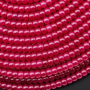 Lab-grown Red Ruby Smooth 4mm Rondelle Gemstone Beads 15.5" Strand