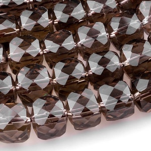 AAA Natural Smoky Quartz Faceted 4mm 6mm 8mm Cube Beads Micro Faceted Laser Diamond Cut 15.5&quot; Strand
