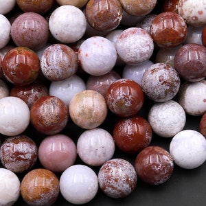 Natural Red Pink Ocean Jasper Round Beads 6mm 8mm 10mm 12mm 15.5&quot; Strand