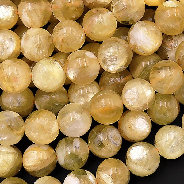 Rare Natural Golden Yellow Lepidolite Mica 6mm 8mm 10mm Round Beads High Quality Gemstone 15.5" Strand