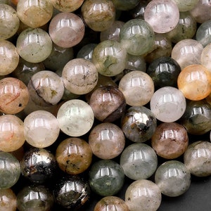 Natural Golden Green Phantom Quartz 6mm 8mm 10mm Round Beads Multi Color Quartz Crystal Gemstone 15.5&quot; Strand