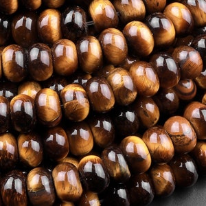 AAA Natural Tiger&#39;s Eye Smooth 6mm 8mm Rondelle Beads High Quality 15.5&quot; Strand