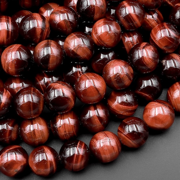 AAA Natural Red Tiger's Eye Beads Smooth Round 8mm 10mm 15.5" Strand
