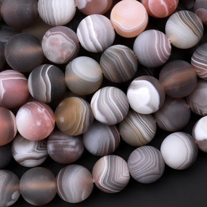 Matte Botswana Agate Beads 4mm 6mm 8mm 10mm 12mm Round Beads 15.5" Strand