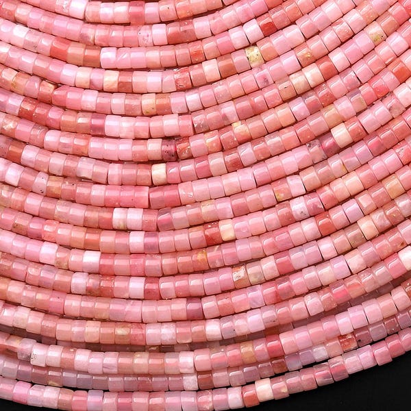 AAA Natural Peruvian Pink Opal 3mm Smooth Heishi Beads 15.5" Strand