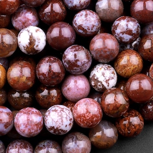 Natural Red Flame Agate Beads 6mm 8mm 10mm Round Beads 15.5" Strand