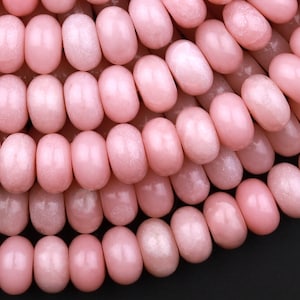 Natural Pink Opal 4mm 6mm 8mm Smooth Rondelle Beads 15.5" Strand