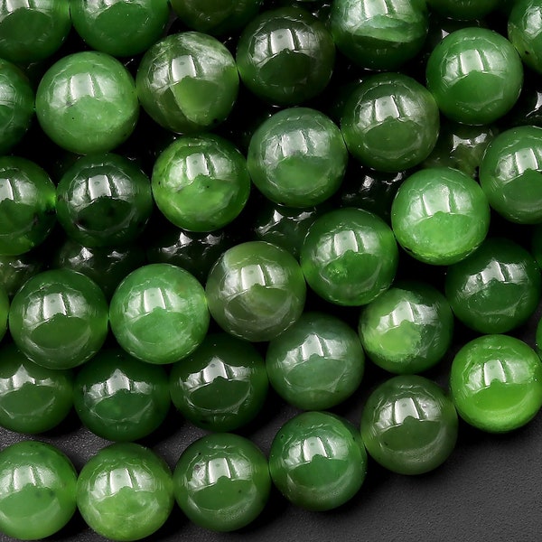 AAA + Natürliche Kanadische Grüne Jade 4mm 6mm 8mm Runde Perlen Edelstein 15.5" Strang