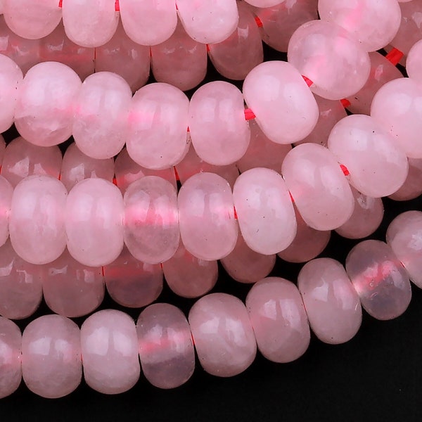 Natural Pink Rose Quartz Rondelle Beads 6x4mm 8x5mm 15.5" Strand