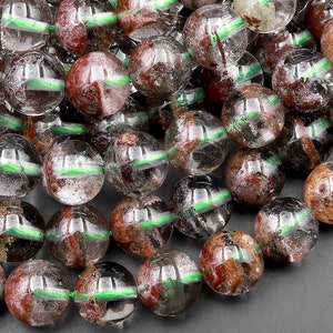 AAA Natural Phantom Quartz Beads Lodalite Beads 6mm 8mm 10mm 12mm 14mm Green Brown Minerals Matrix 15.5&quot; Strand