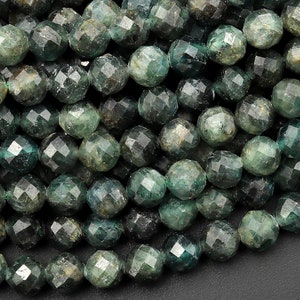 Rare Faceted Natural Teal Green Kyanite 3mm 4mm 6mm Round Beads 15.5&quot; Strand