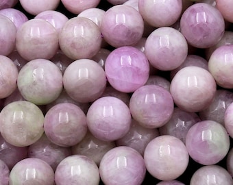 Natural Kunzite 6mm 8mm 10mm 12mm 14mm Round Beads Soft Violet Purple Pink Green Tint Gemstone 15.5" Strand