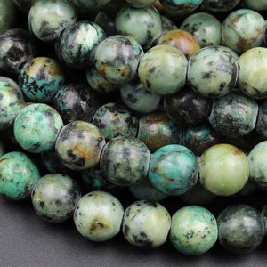 Large Hole Beads Natural African Turquoise 8mm 10mm Round Beads Big 2.5mm Hole 8" Strand