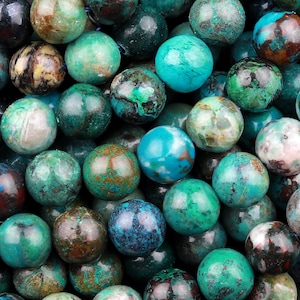 Natural Chrysocolla Beads 6mm 8mm 10mm Round Real Natural Blue Green Chrysocolla Gemstone From Arizona 15.5&quot; Strand