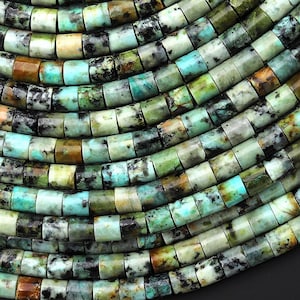 Natural African Turquoise Short Cylinder Tube 4x4mm Beads 15.5&quot; Strand