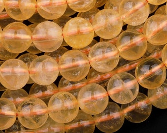 Natural Golden Citrine 4mm 6mm 8mm 10mm Round Beads Gemstone 16" Strand