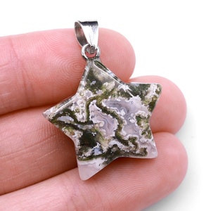 Natural Ocean Moss Agate Pendant Gemstone Star