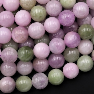 Natürliche Violett Lila Rosa Grün Kunzit 6 mm 8 mm 10 mm 12 mm 14 mm runde Perlen Edelstein 15,5 &quot;Strang