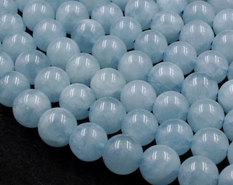 Natural Blue Aquamarine 4mm 6mm 8mm 10mm 12mm 14mm 16mm Smooth Round Beads Real Genuine Gemstone Birthstone 15.5" Strand