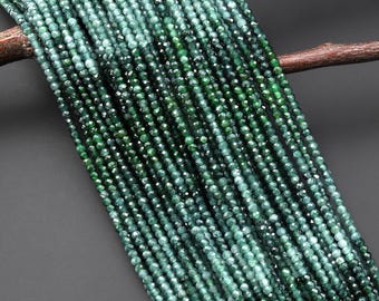 AAA Faceted Natural Green Burma Jade 3mm Rondelle Beads Ombre Gemstone 15.5" Strand