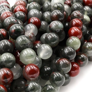 Natural African Bloodstone 4mm Round Beads 6mm Round Beads 8mm Round Beads 10mm Round Beads Polished 15.5&quot; Strand