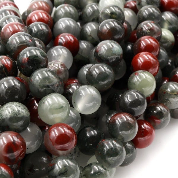 Natural African Bloodstone 4mm Round Beads 6mm Round Beads 8mm Round Beads 10mm Round Beads Polished 15.5" Strand