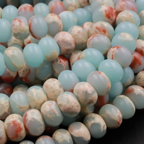 Impressie Jasper Smooth Rondelle Kralen 6mm 8mm Aka Snake Skin Jasper Aqua Terra Jasper 15.5" Strand